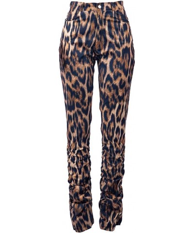 Womens Leopard Print Skinny Jeans Classic Pleated High Waist Jeans Casual Trousers,Yellow,L XX-Large Yellow $22.41 Jeans