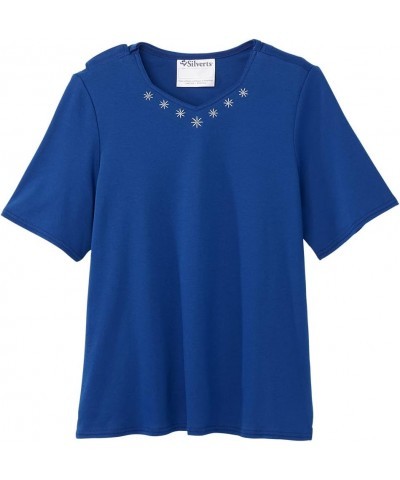 Women’s Open-Back Adaptive Diamond T-Shirt Galaxy Blue $12.29 Tops