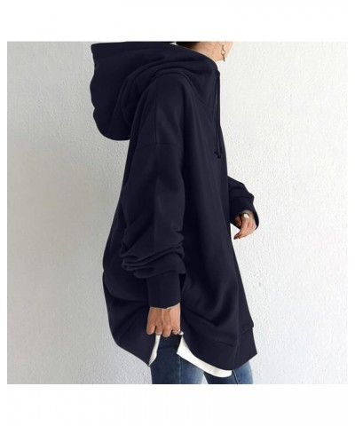 Zip up Sweatshirts for Women Fashion Design Long Hooded Sweatshirt Long Sleeve Casual Pullover with Pocket 02 Dark Blue $10.2...