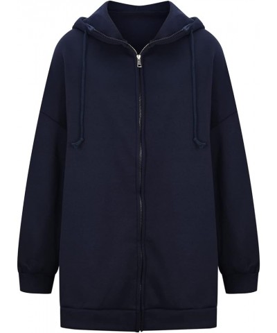 Zip up Sweatshirts for Women Fashion Design Long Hooded Sweatshirt Long Sleeve Casual Pullover with Pocket 02 Dark Blue $10.2...