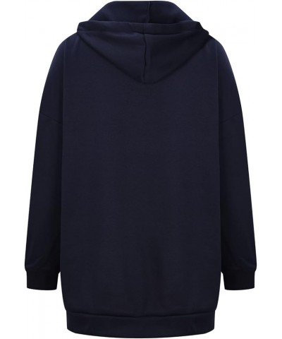 Zip up Sweatshirts for Women Fashion Design Long Hooded Sweatshirt Long Sleeve Casual Pullover with Pocket 02 Dark Blue $10.2...