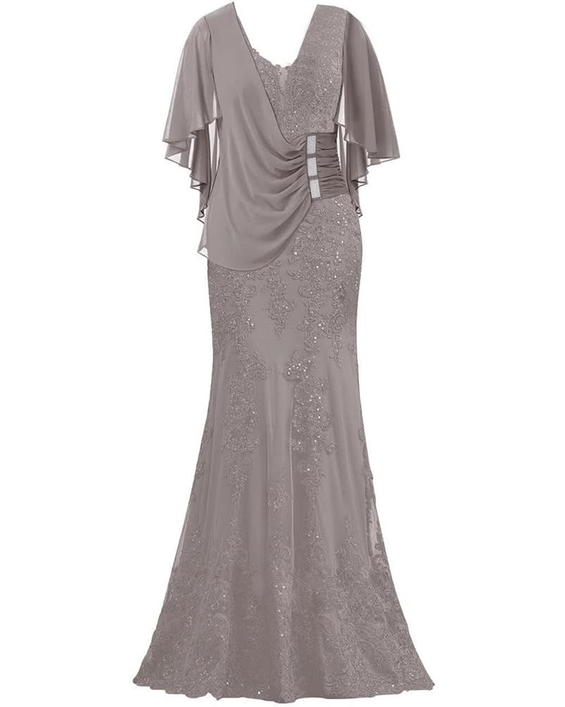 Mother of The Bride Dresses with Sleeves Long Evening Formal Party Dresses Lace Appliques Prom Dress Grey $45.75 Dresses