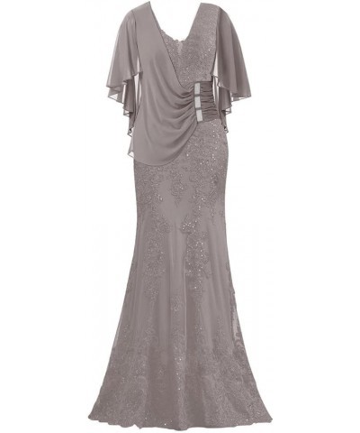 Mother of The Bride Dresses with Sleeves Long Evening Formal Party Dresses Lace Appliques Prom Dress Grey $45.75 Dresses