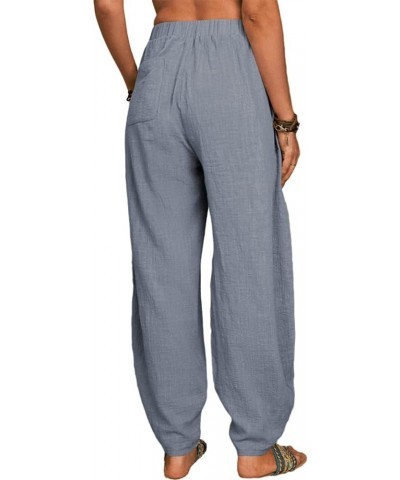 Women Fashion Solid Loose Harem Pants Capri Baggy Pants Casual Linen Long Pants Gray $15.75 Pants