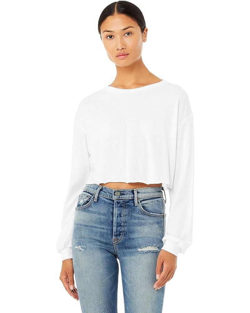 Women's Crop Long Sleeve White $12.28 T-Shirts