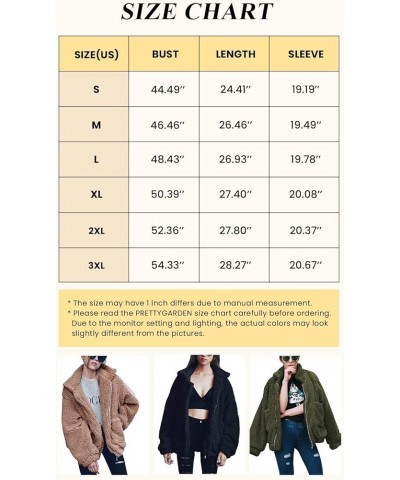 Women's Fashion Winter Coat Long Sleeve Lapel Zip Up Faux Shearling Shaggy Oversized Shacket Jacket Dark Brown $31.85 Coats