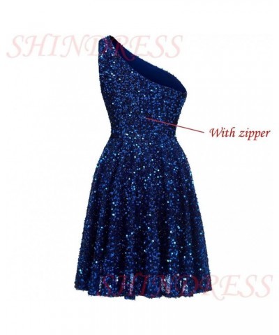 Sequin Homecoming Dresses One Shoulder Sparkly Short Prom Dress Sexy Backless Cocktail Mini Dress for Teens SK22 Red $30.33 D...