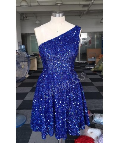 Sequin Homecoming Dresses One Shoulder Sparkly Short Prom Dress Sexy Backless Cocktail Mini Dress for Teens SK22 Red $30.33 D...