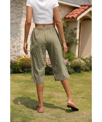 Womens Capri Pants Casual Cropped Pants Elastic Waist Summer Trousers 3/4 Length Pants with Pockets S-XXL Green $16.31 Pants