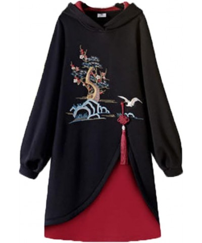 Women' Winter Chinese Style Hoodies Sweatshirt Dress Hanfu Long Sleeve Embroidery Thicken Cheongsam Plus Size S3 $21.23 Hoodi...