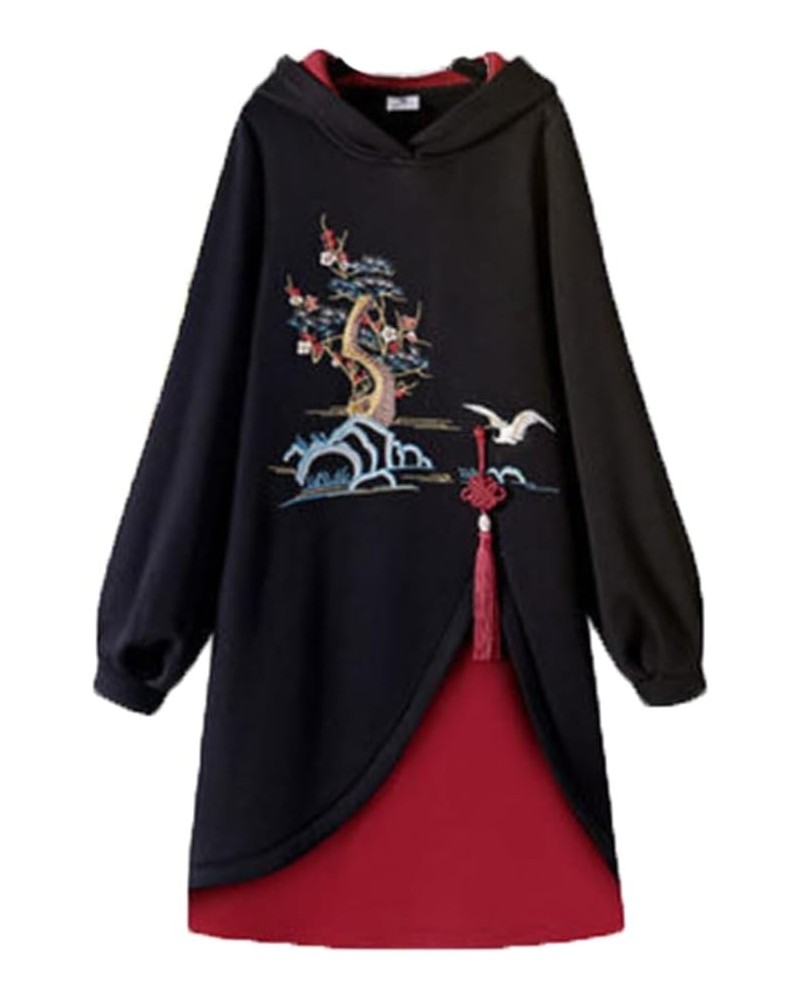 Women' Winter Chinese Style Hoodies Sweatshirt Dress Hanfu Long Sleeve Embroidery Thicken Cheongsam Plus Size S3 $21.23 Hoodi...