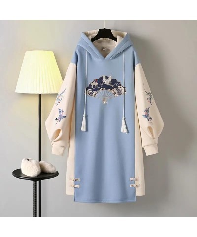 Women' Winter Chinese Style Hoodies Sweatshirt Dress Hanfu Long Sleeve Embroidery Thicken Cheongsam Plus Size S3 $21.23 Hoodi...