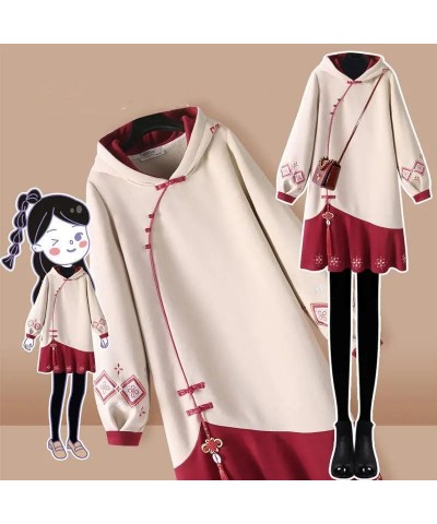 Women' Winter Chinese Style Hoodies Sweatshirt Dress Hanfu Long Sleeve Embroidery Thicken Cheongsam Plus Size S3 $21.23 Hoodi...