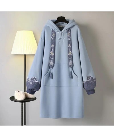 Women' Winter Chinese Style Hoodies Sweatshirt Dress Hanfu Long Sleeve Embroidery Thicken Cheongsam Plus Size S3 $21.23 Hoodi...