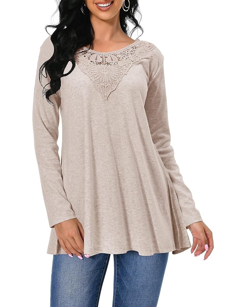 Shirts for Women Long Sleeve Casual Loose Fit Tunic Tops For Leggings Khaki $12.00 Tops