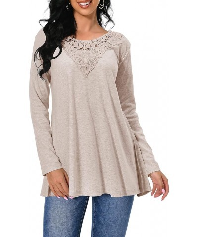 Shirts for Women Long Sleeve Casual Loose Fit Tunic Tops For Leggings Khaki $12.00 Tops