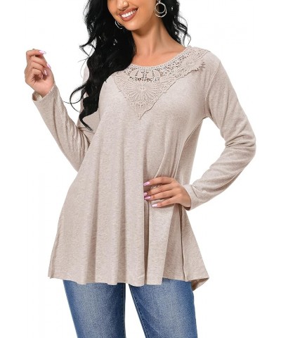 Shirts for Women Long Sleeve Casual Loose Fit Tunic Tops For Leggings Khaki $12.00 Tops