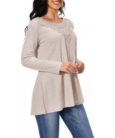 Shirts for Women Long Sleeve Casual Loose Fit Tunic Tops For Leggings Khaki $12.00 Tops