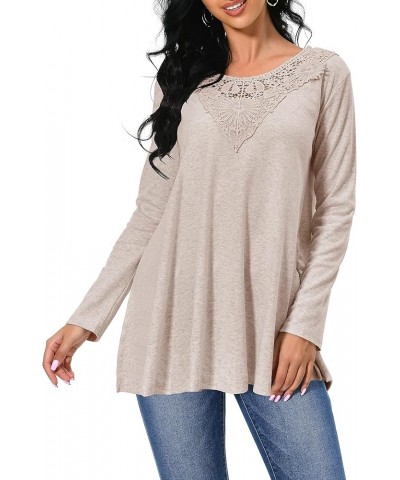 Shirts for Women Long Sleeve Casual Loose Fit Tunic Tops For Leggings Khaki $12.00 Tops