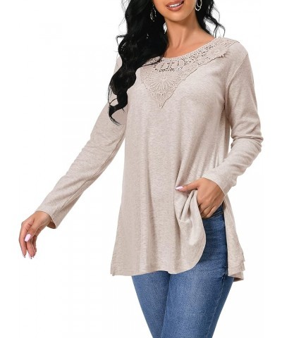 Shirts for Women Long Sleeve Casual Loose Fit Tunic Tops For Leggings Khaki $12.00 Tops