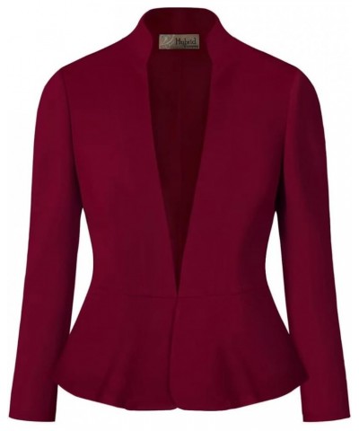 Women's Casual Work Office Elegant Open Front Premium Nylon Ponte Stretch Blazer Jacket Jk1135-wine $13.44 Blazers