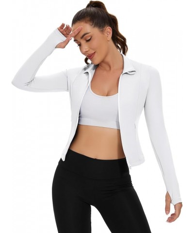 Women's Cropped Workout Jacket Zip Up Athletic Jackets Slim Fit Lightweight Running Sports Track Jacket 2023 White $16.81 Jac...