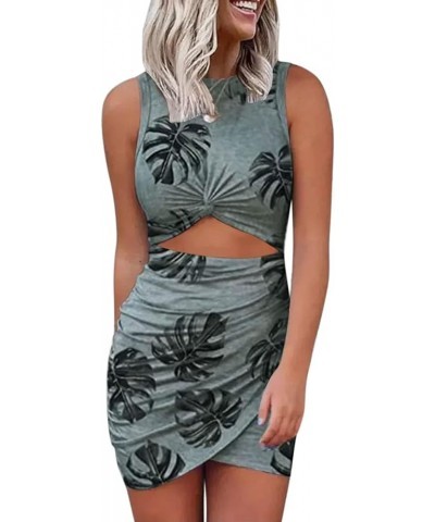 Women 2023 Summer Sleeveless Tank Dresses Crew Neck Slim Fit Short Casual Ruched Bodycon Party Club Mini Dress A2a-grey $7.96...