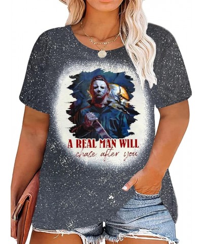 Plus Size Halloween Bleached Shirt Women The Boys of Fall Horror Movies Shirt Novelty Graphic Short Sleeve Tee Tops Gray 2 $8...