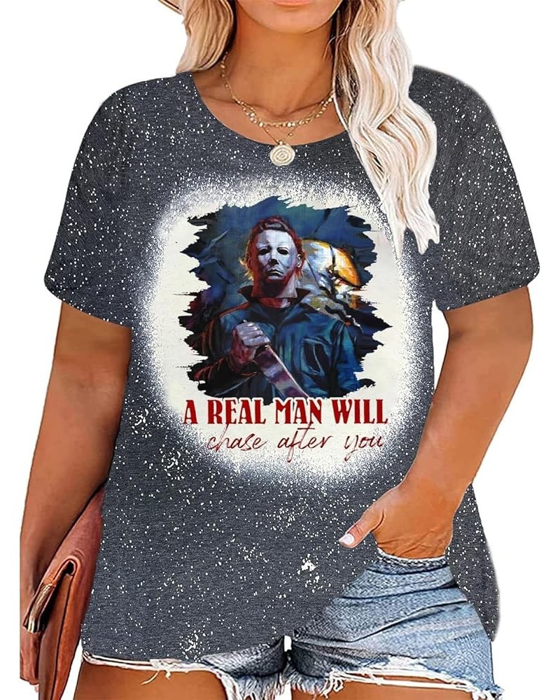 Plus Size Halloween Bleached Shirt Women The Boys of Fall Horror Movies Shirt Novelty Graphic Short Sleeve Tee Tops Gray 2 $8...