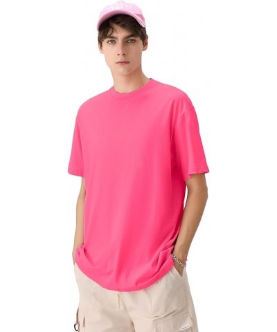 Men's Cotton T-Shirts Oversized Unisex Short Sleeve Crew Neck Loose Basic Tops Solid Athletic Lightweight White+pink+beige $1...