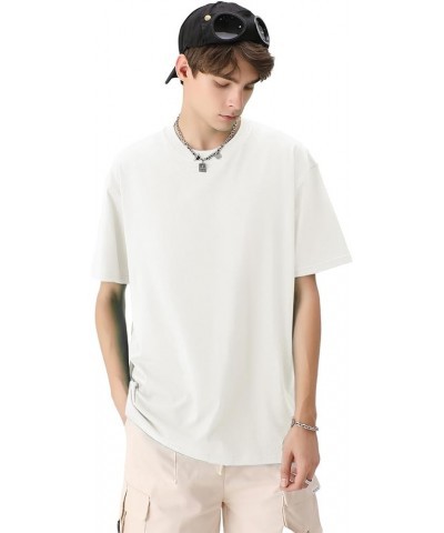 Men's Cotton T-Shirts Oversized Unisex Short Sleeve Crew Neck Loose Basic Tops Solid Athletic Lightweight White+pink+beige $1...