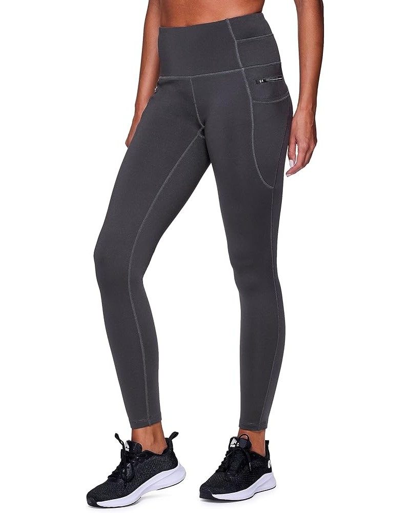 Women's Fleece Legging Outdoor Running Fleece Lined Leggings with Zipper Pockets Charcoal Grey $9.90 Leggings