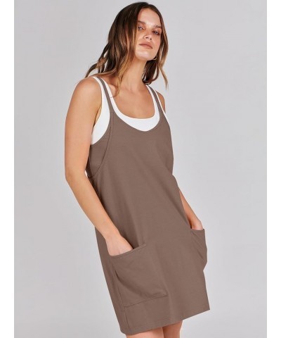 Women Summer Casual Mini Dress Sleeveless Short Sundress Workout Tennis Athletic Onesie Outfits with Pockets Coffee $20.64 Ac...