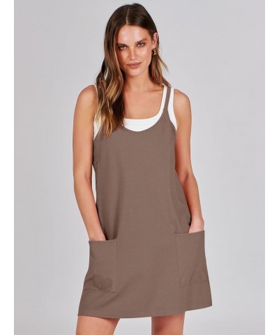 Women Summer Casual Mini Dress Sleeveless Short Sundress Workout Tennis Athletic Onesie Outfits with Pockets Coffee $20.64 Ac...