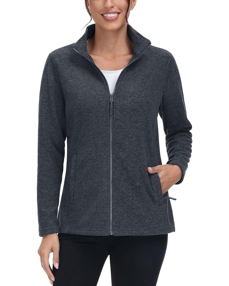 Women's Full Zip Fleece Jacket Lightweight Jacket Womens Winter Warm Coats with 2 Zipper Pockets Black $16.37 Jackets