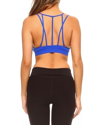 Women's Yoga Top Mesh Sports Bra Sexy Bralette Gym Running Royal Blue $11.33 Lingerie