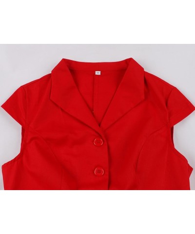 Women's Button Down Pocket Collared Vintage Formal Work Blazer Dress Red $15.36 Blazers