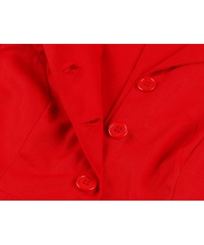 Women's Button Down Pocket Collared Vintage Formal Work Blazer Dress Red $15.36 Blazers