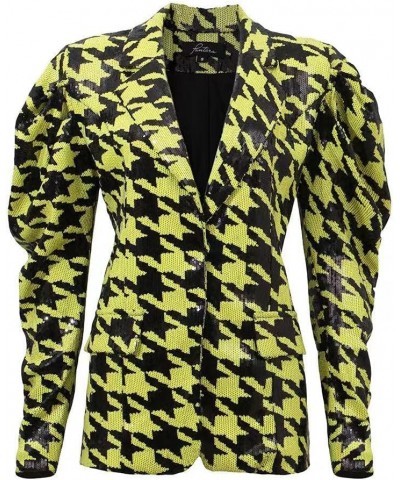 Women's Selena Sequin Blazer Houndstooth Print $38.03 Blazers