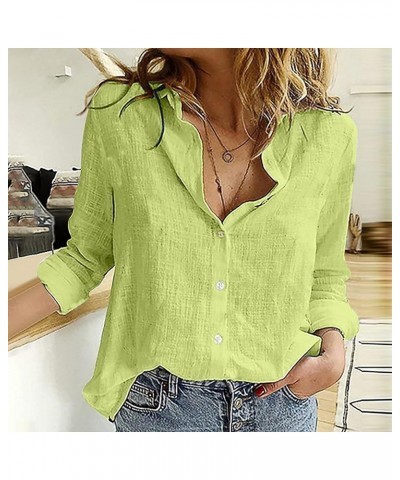 Cotton Linen Tops for Women Casual Long Sleeve Shirts Fashion Daisy Print Tunic Lapel Button Down Blouse Z2-green $6.59 Blouses