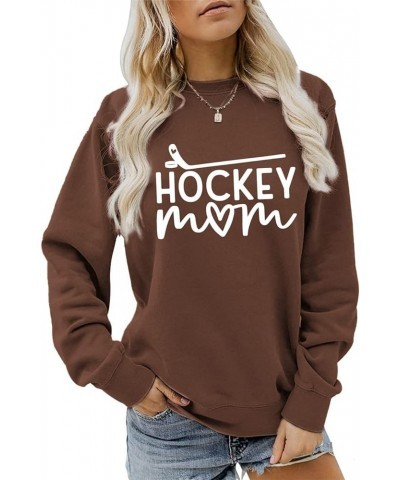 Hockey Mom Sweatshirt, Ice Hockey Graphic Shirt Sport Mama Game Day Sweatshirt, Casual Crew Neck Pullovers Tops Coffee $16.00...