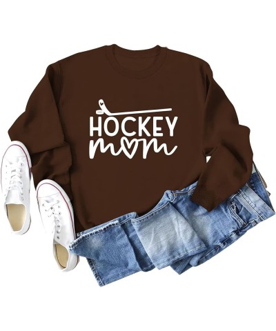 Hockey Mom Sweatshirt, Ice Hockey Graphic Shirt Sport Mama Game Day Sweatshirt, Casual Crew Neck Pullovers Tops Coffee $16.00...