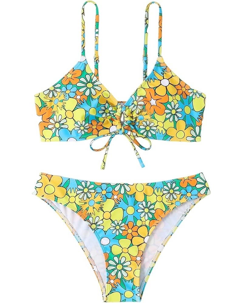 Women's Spaghetti Strap Floral Print Bikini Bathing Suit 2 Piece Swimsuits Multi Floral Printed $19.60 Swimsuits