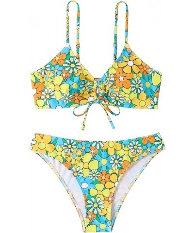 Women's Spaghetti Strap Floral Print Bikini Bathing Suit 2 Piece Swimsuits Multi Floral Printed $19.60 Swimsuits