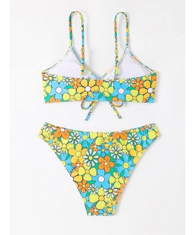 Women's Spaghetti Strap Floral Print Bikini Bathing Suit 2 Piece Swimsuits Multi Floral Printed $19.60 Swimsuits