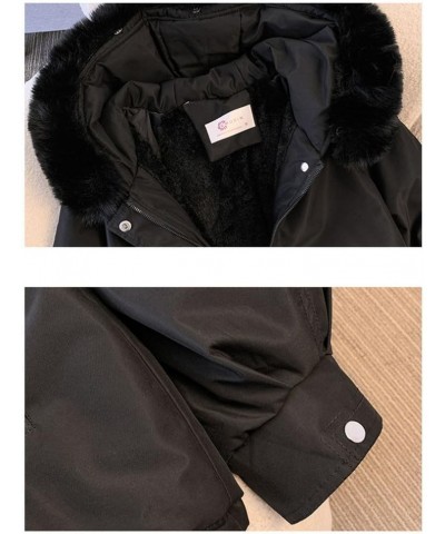 Women's Cute Solid Mid-Length Parka Winter Weatherproof Outerwear Jacket Soft Thicken Warm Snow Coat Black $34.01 Jackets