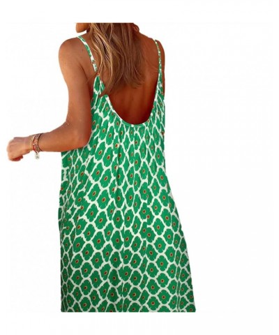 Women Boho Print Flowy Long Dress Spaghetti Strap Backless Maxi Dress Smocked Tiered Beach Party Loose Sundress Light Green $...