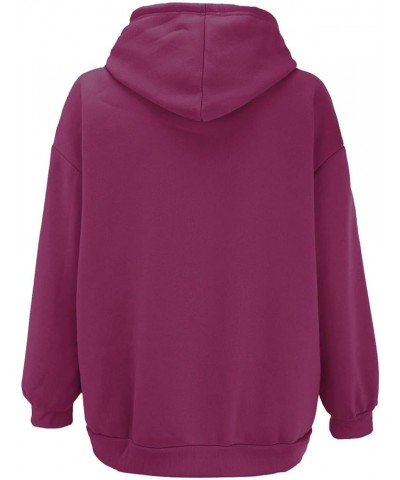 Womens Winter Fuzzy Fleece Jacket Sweatshirt Casual Drawstring Clothing Zipper Track Jacket Solid Color Hooded Purple-e $10.9...