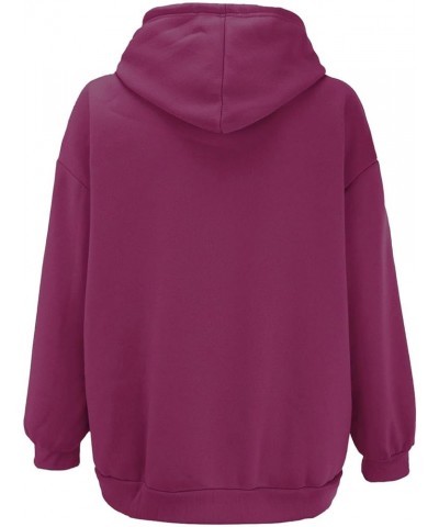 Womens Winter Fuzzy Fleece Jacket Sweatshirt Casual Drawstring Clothing Zipper Track Jacket Solid Color Hooded Purple-e $10.9...