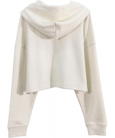 Womens Cropped Hoodie Casual Long Sleeve Crop Top Sweatshirt with Hood Beige $20.39 Hoodies & Sweatshirts